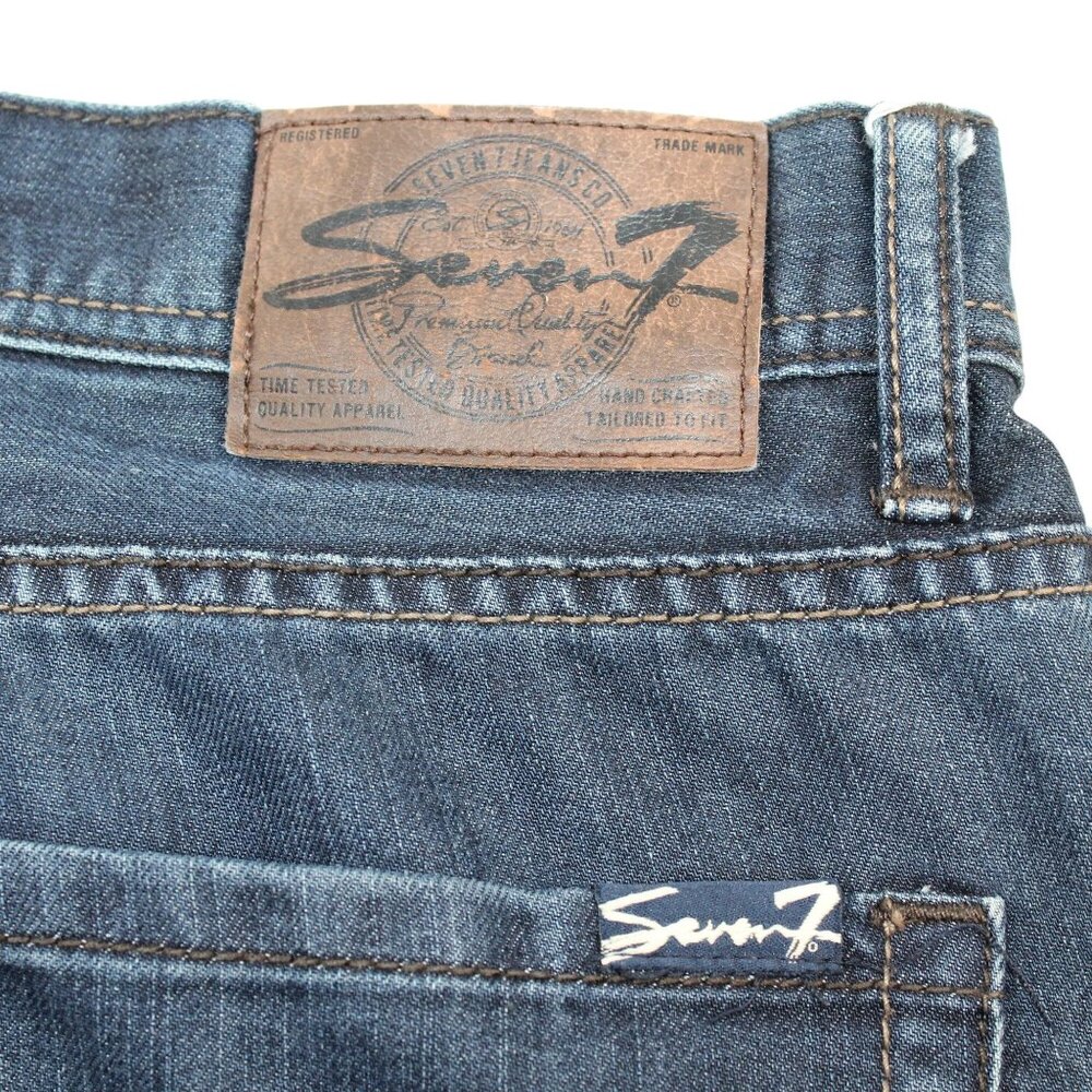 Seven7 Straight Denim Jeans Mens Size 39 X 31 Blue Dark Wash 5-Pocket Whisker - Picture 8 of 14